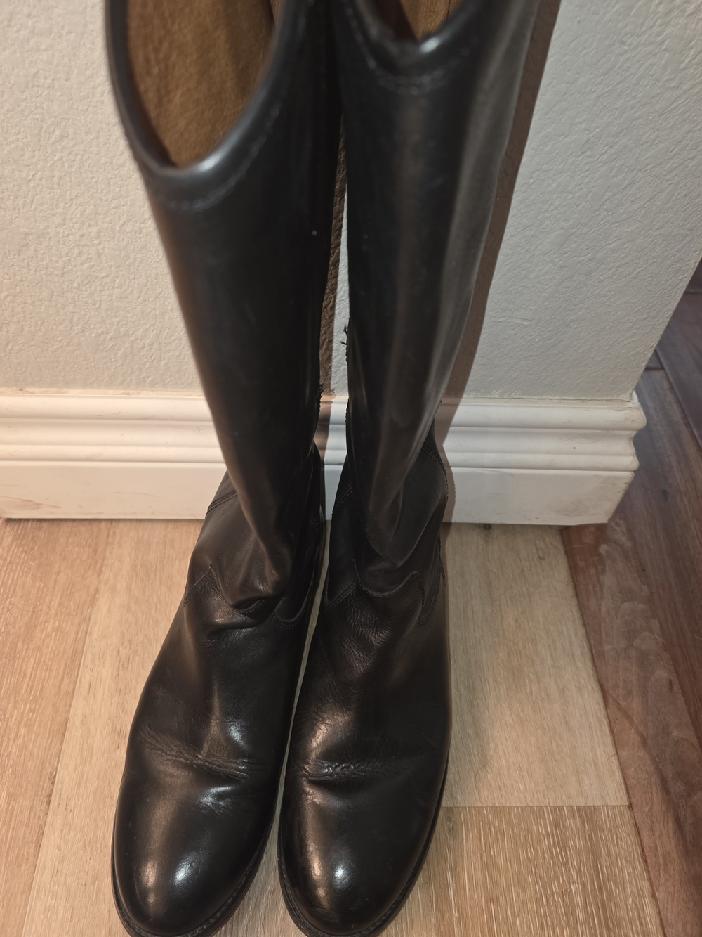 Frye Melissa Button boots black leather pull on US womens 9 riding knee high